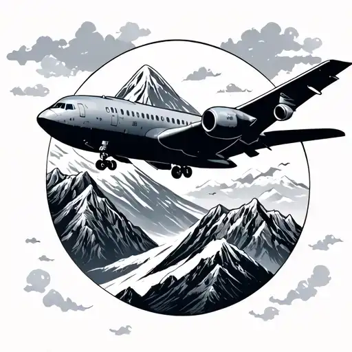 Mountain And Airplane Flying