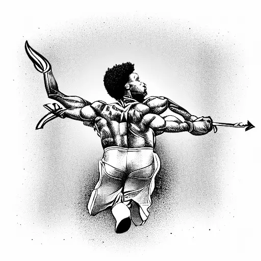 African American Male Cupid With Afro Flying