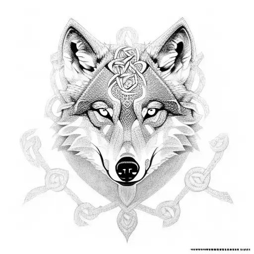 A Wolf Head Surrounded By Intricate Celtic Knotwork