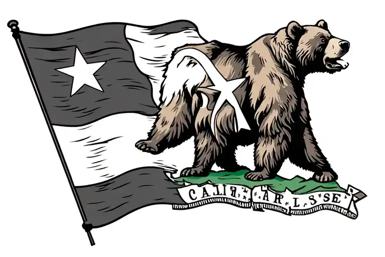 California Bear Flag And Tennessee Tri Star Flag