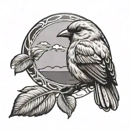 Canary Bird With Circle Frame