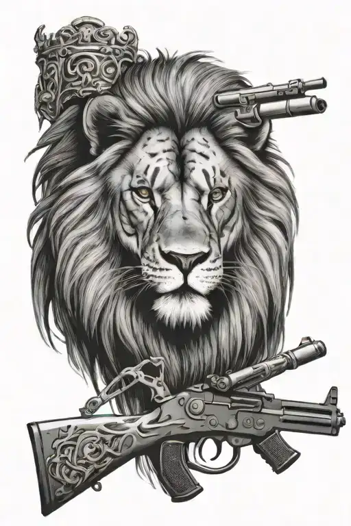 King Of Jungle Lion With Ak47
