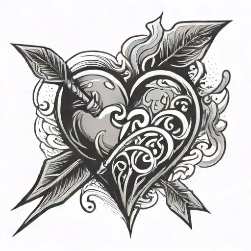 Burning Heart Pierced With Arrow