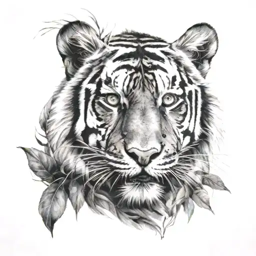 Realistic Tiger Staring Through A Bush