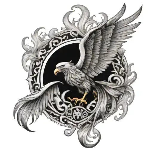 Stoic Death Phoenix Rising From Flames