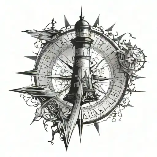 Lighthouse Compass Coordinates Written Underneath