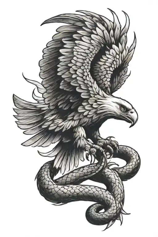 Traditional Eagle Attacking Snake
