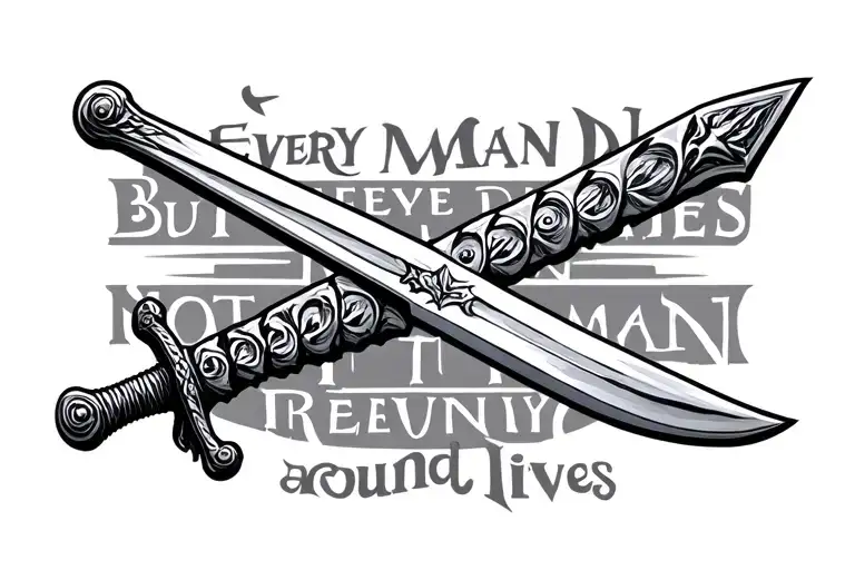 Scottish Claymore Sword With The Words Every Man Dies But Not Every Man Really Lives Around It