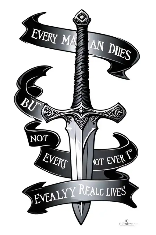 Scottish Claymore Sword With The Words Every Man Dies But Not Every Man Really Lives Around It