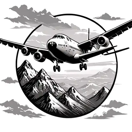 Mountain And Airplane Flying