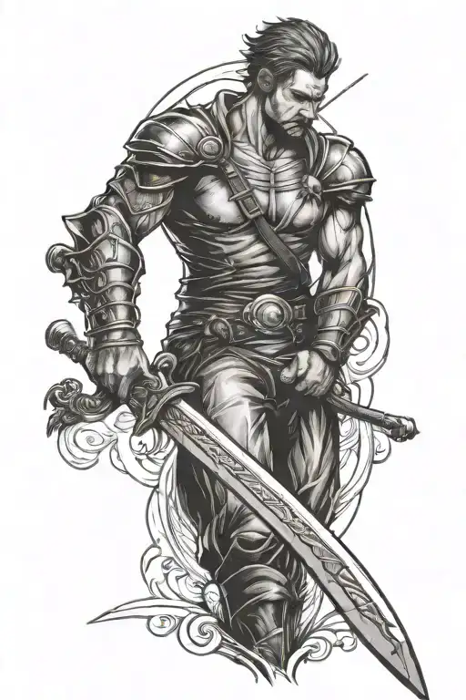 Being Independent Man Holding Sword