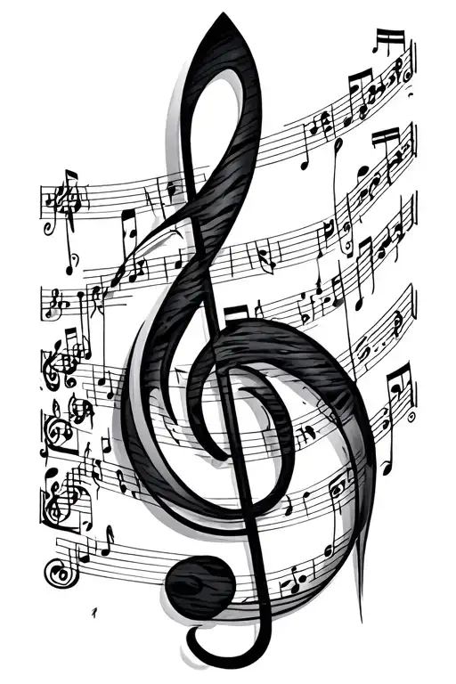 Treble Sheet Music Thick To Thin Curved Shape Bending