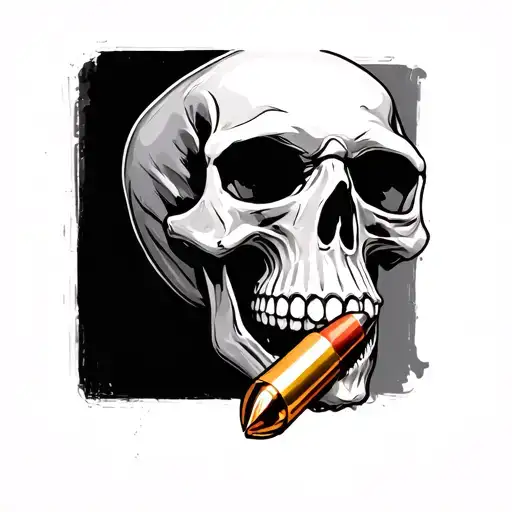 Skull Biting A Bullet Casing
