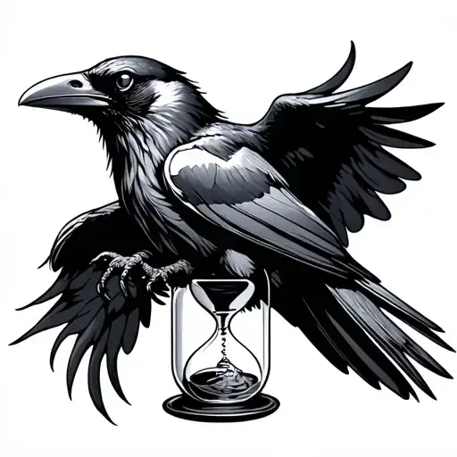 Raven Ontop An Hour Glass