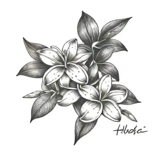 Plumeria Flowers With The Name Helec Next To It Lies A Black