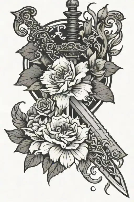 Sword With February And May Flowers Wrapped Round