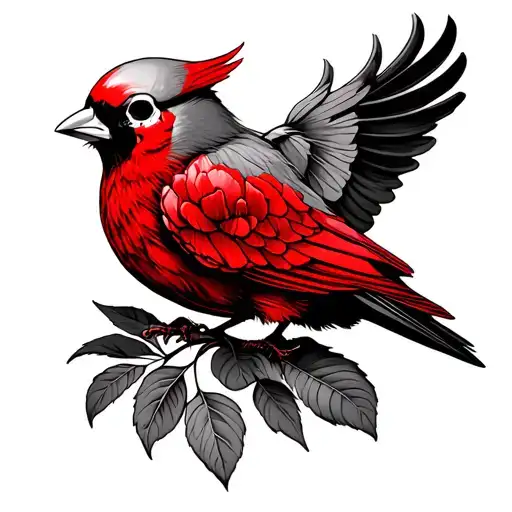 Skull Red Bird Firefighter Camellia