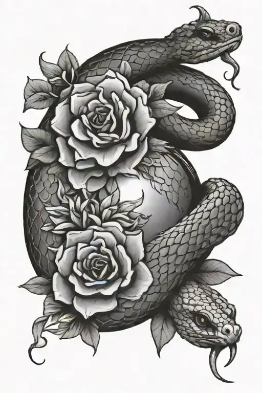 Feminine Snake Flowers Moon