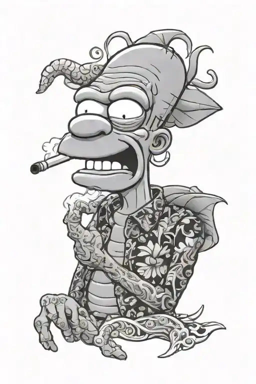Homer Simpson Dragon Hawaiian Shirt Alien Smoking A Joint