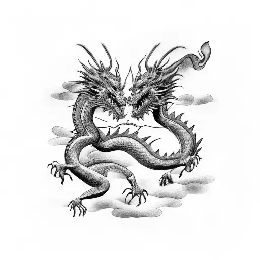 Dragon And Samurai Fighting