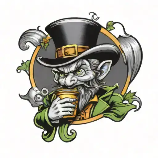 Evil Leprechaun With Pot Of Gold