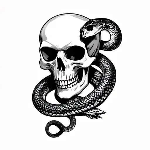 Skull And Small Snake For Finger