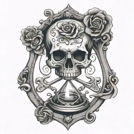 Skull Hourglass Heart Shaped Locket