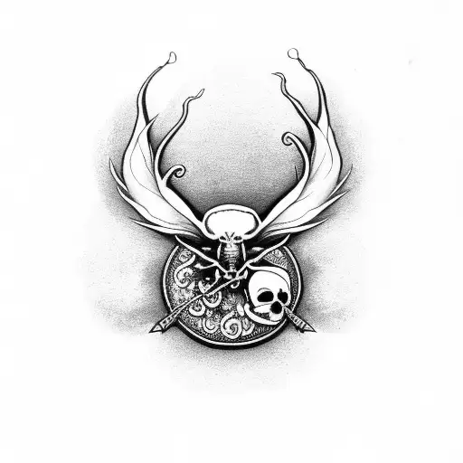 Death Moth With Roses And Pocket Watch