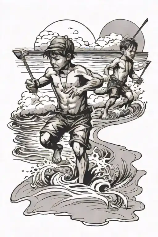 2 Brothers Playing In The Beach