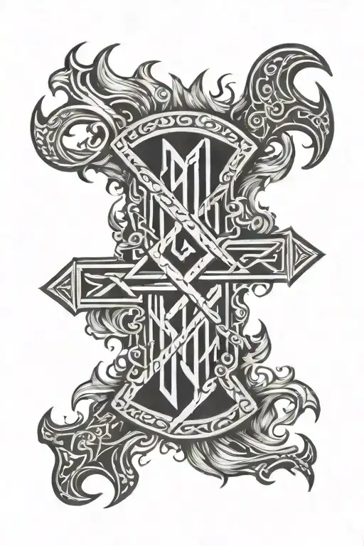 Viking Rune Surrounded By Fire