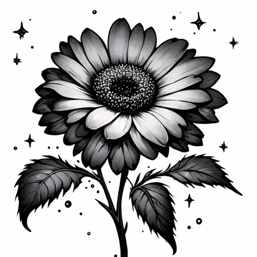 Flower In Space With Stars