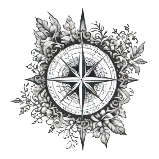 An Intricate Compass Rose Design Surrounded By Forest Animals And Foliage