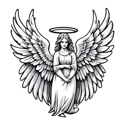 Dainty Angel Wings With Halo That Says Mom