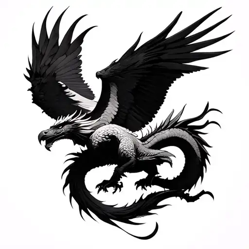 Black East Dragon And Flying Eagle Merged