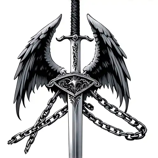 Sword Wings And Chain Intertwined