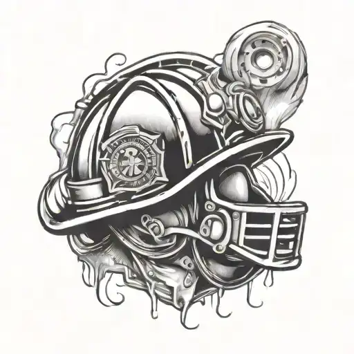 A Firefighter's Helmet With A Football Incorporated Into The Design