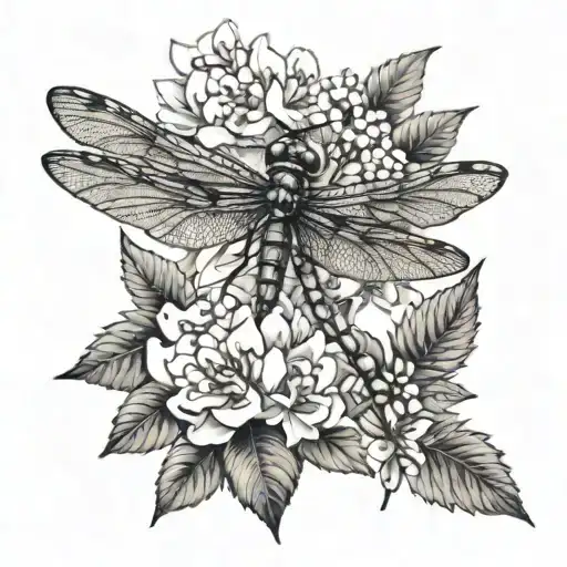 Dragonfly And Lilacs Blooming