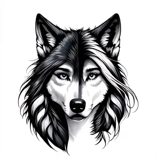 Half Navtie Lady Half Wolf Face Made