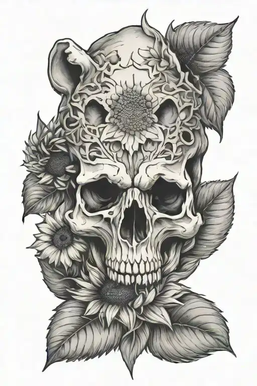 Bear Skull Sunflower