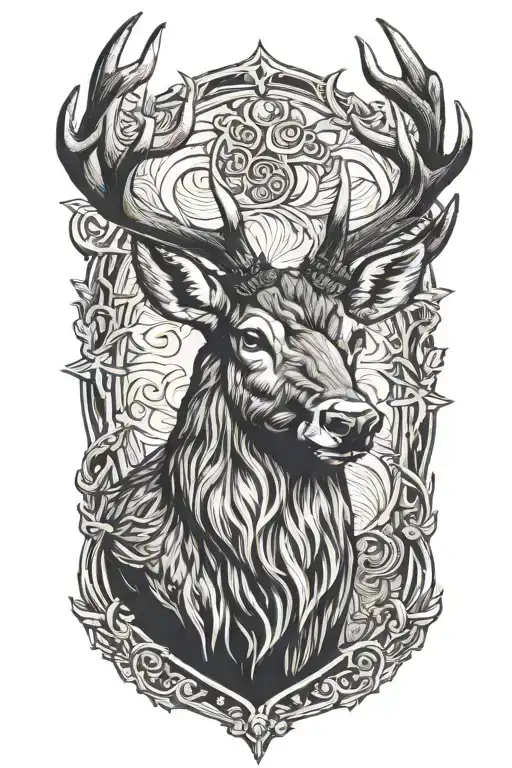 Thick Stag Head With Large Antlers