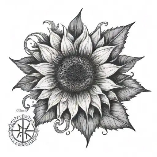 Sunflower With Viking Rune Eternal Love