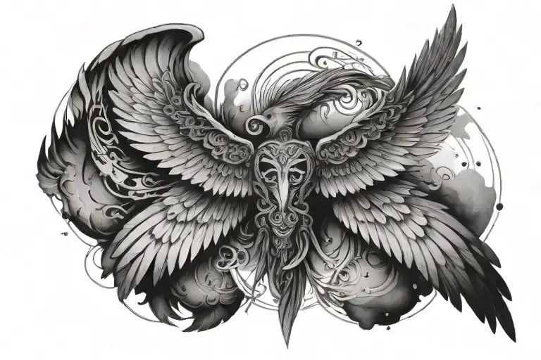 Spread Out Wings With Space Between Them To Put Words In