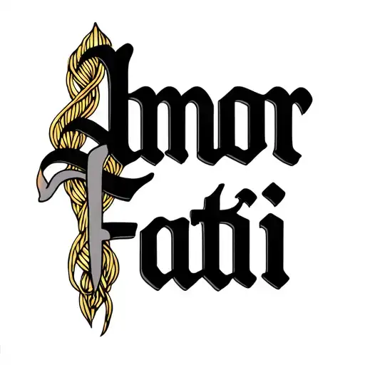 Amor Fati Word With Golden Threads Along It