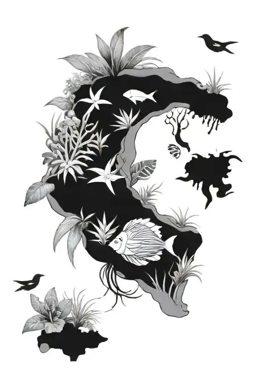 Ocean Animals And Tropical Plants