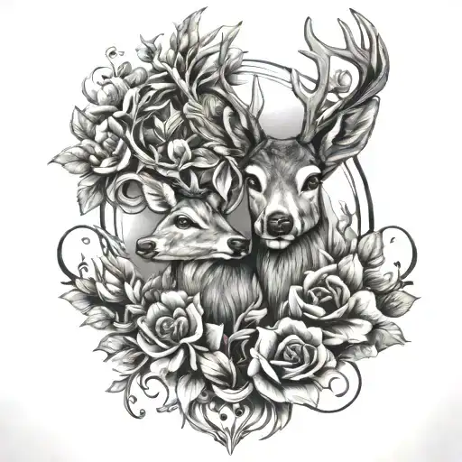 Deer Tracks With Flowers Intertwined