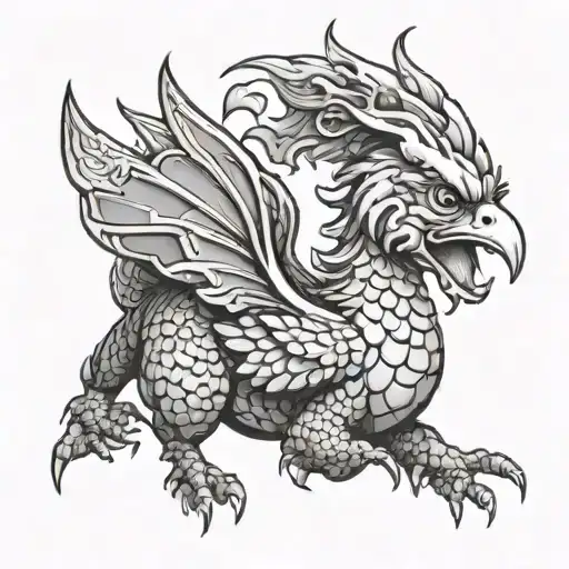 Cute Chicken Riding A Dragon Tattoo