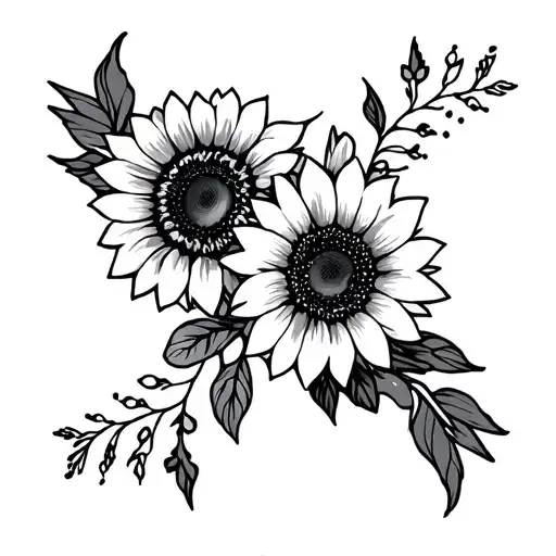 Wrap Around Floral Arm Stencil Sunflowers