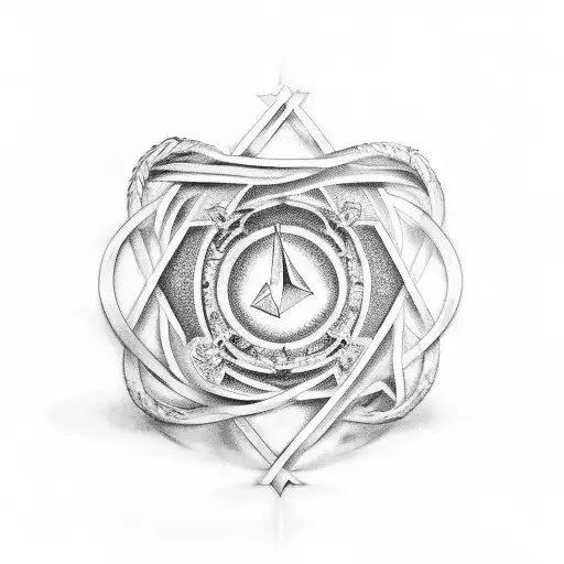 Ancient Stoic Symbols Intertwined With An Hourglass