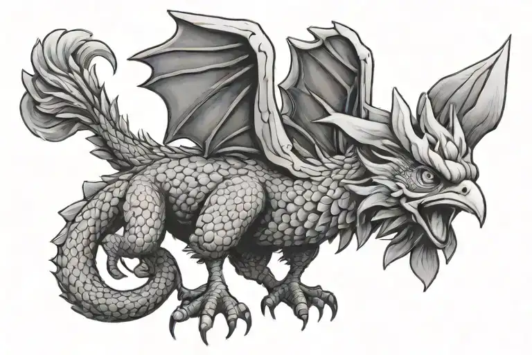 Cute Chicken Riding A Dragon Tattoo