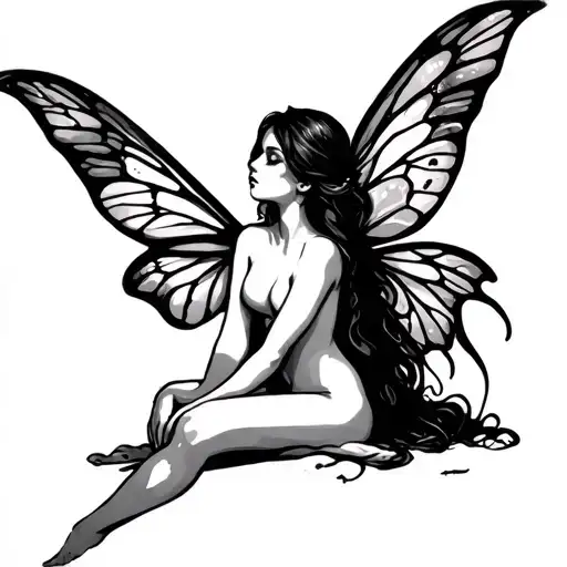 Topless Fairy Sitting